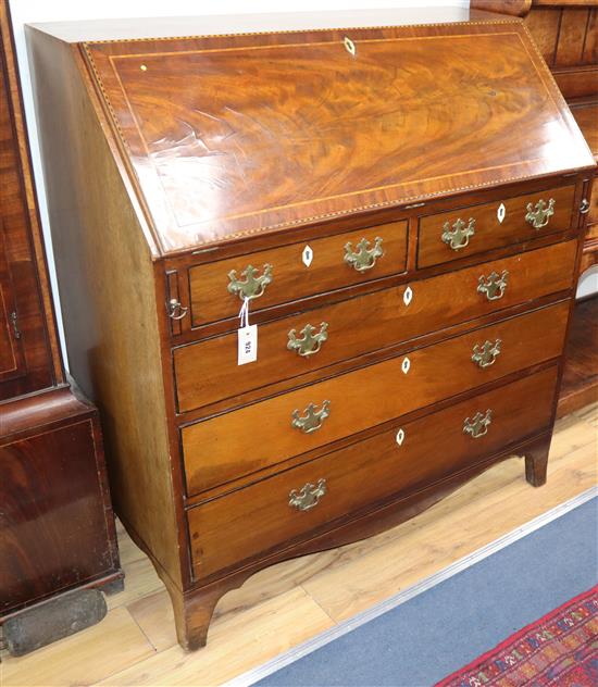 A George III mahogany bureau W.100cm